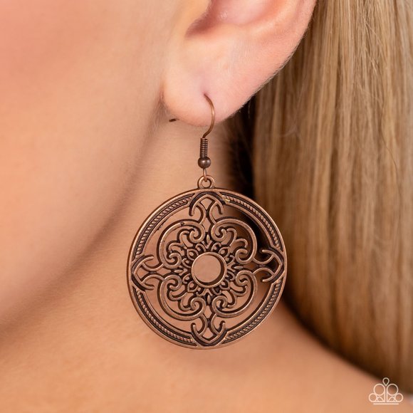 paparazzi Jewelry - Mandala Meditation - Copper Earrings